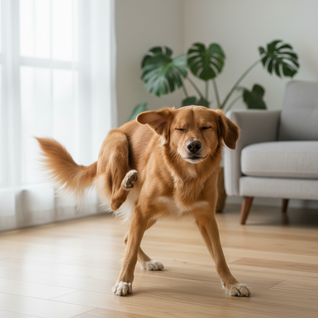 dog scratching behind ear